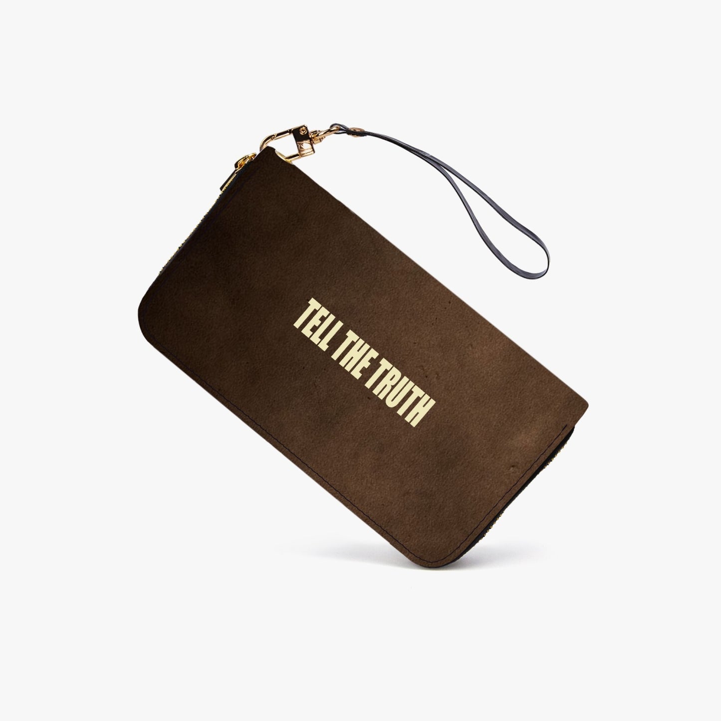 TELL THE TRUTH LEATHER STRAP ZIPPER WALLET