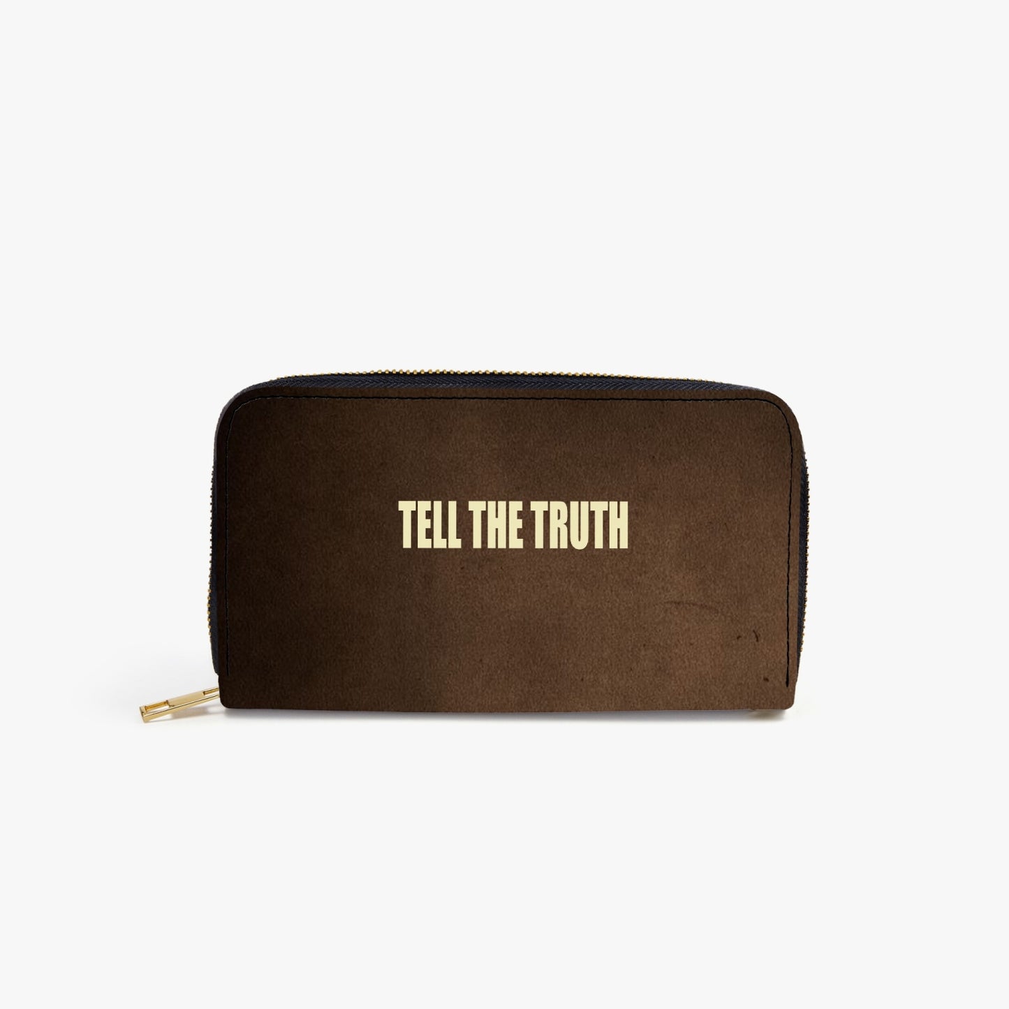 TELL THE TRUTH LEATHER STRAP ZIPPER WALLET