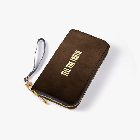 TELL THE TRUTH LEATHER STRAP ZIPPER WALLET