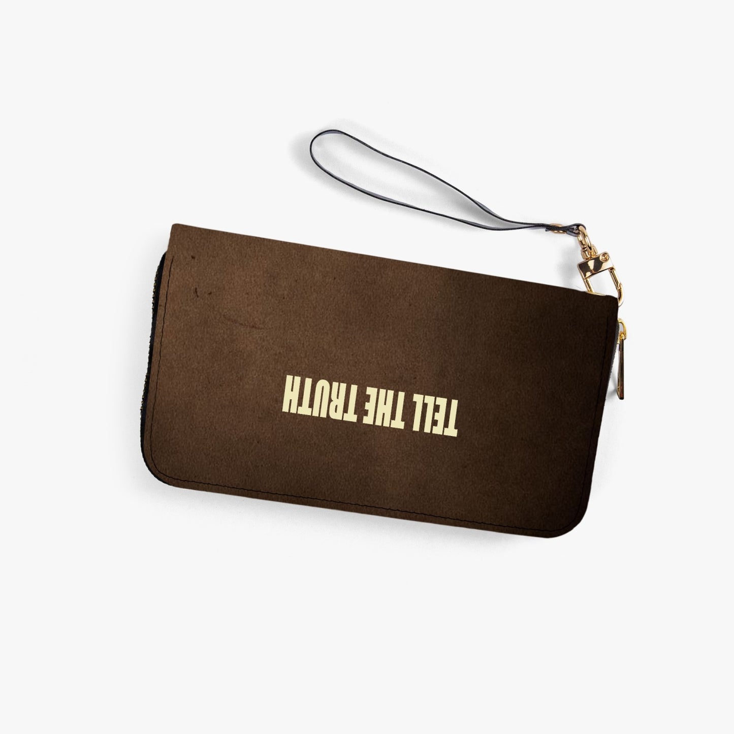 TELL THE TRUTH LEATHER STRAP ZIPPER WALLET