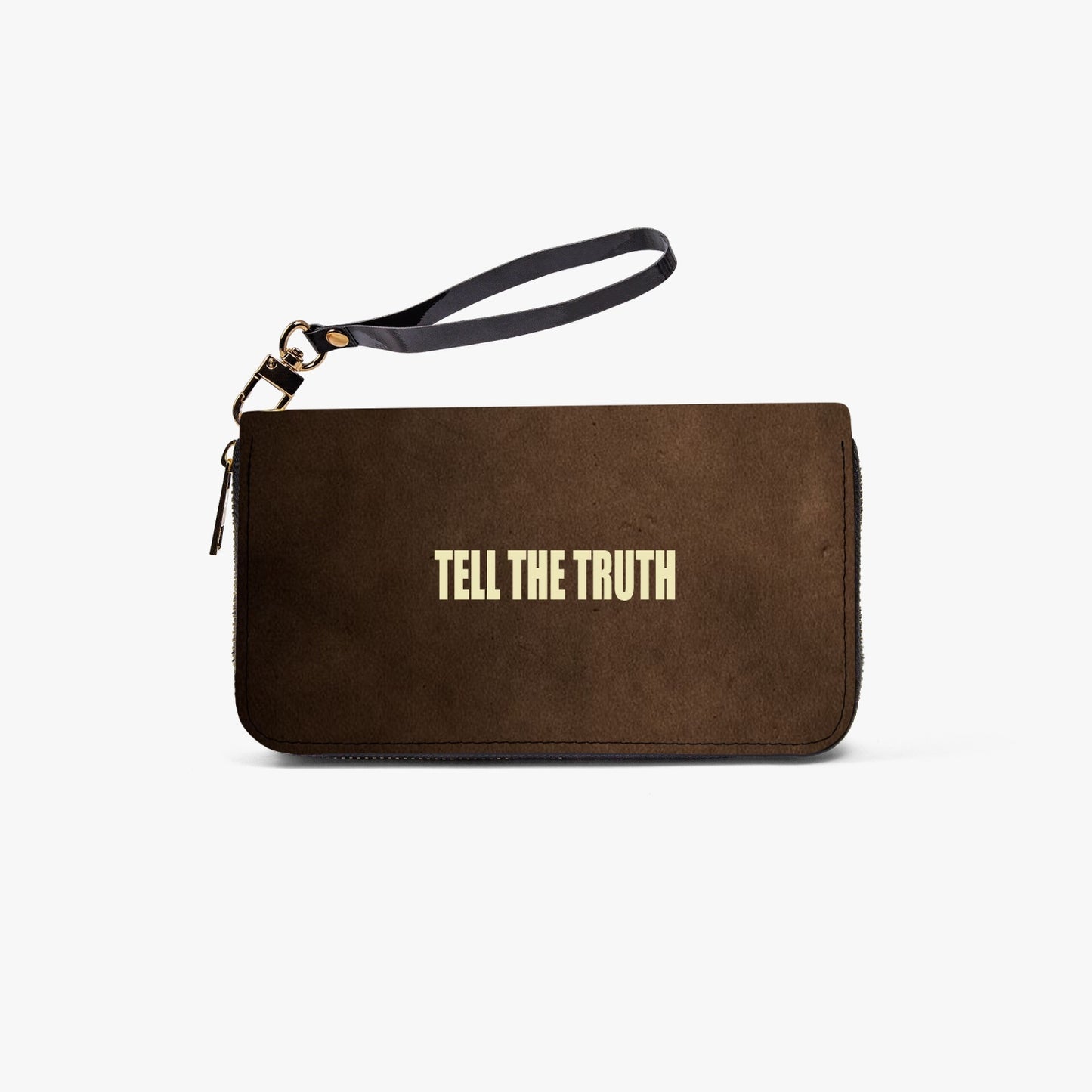 TELL THE TRUTH LEATHER STRAP ZIPPER WALLET