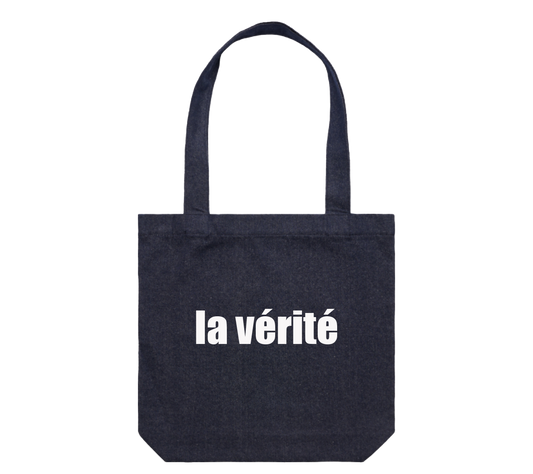 DARK DENIM FRENCH TOTE BAG